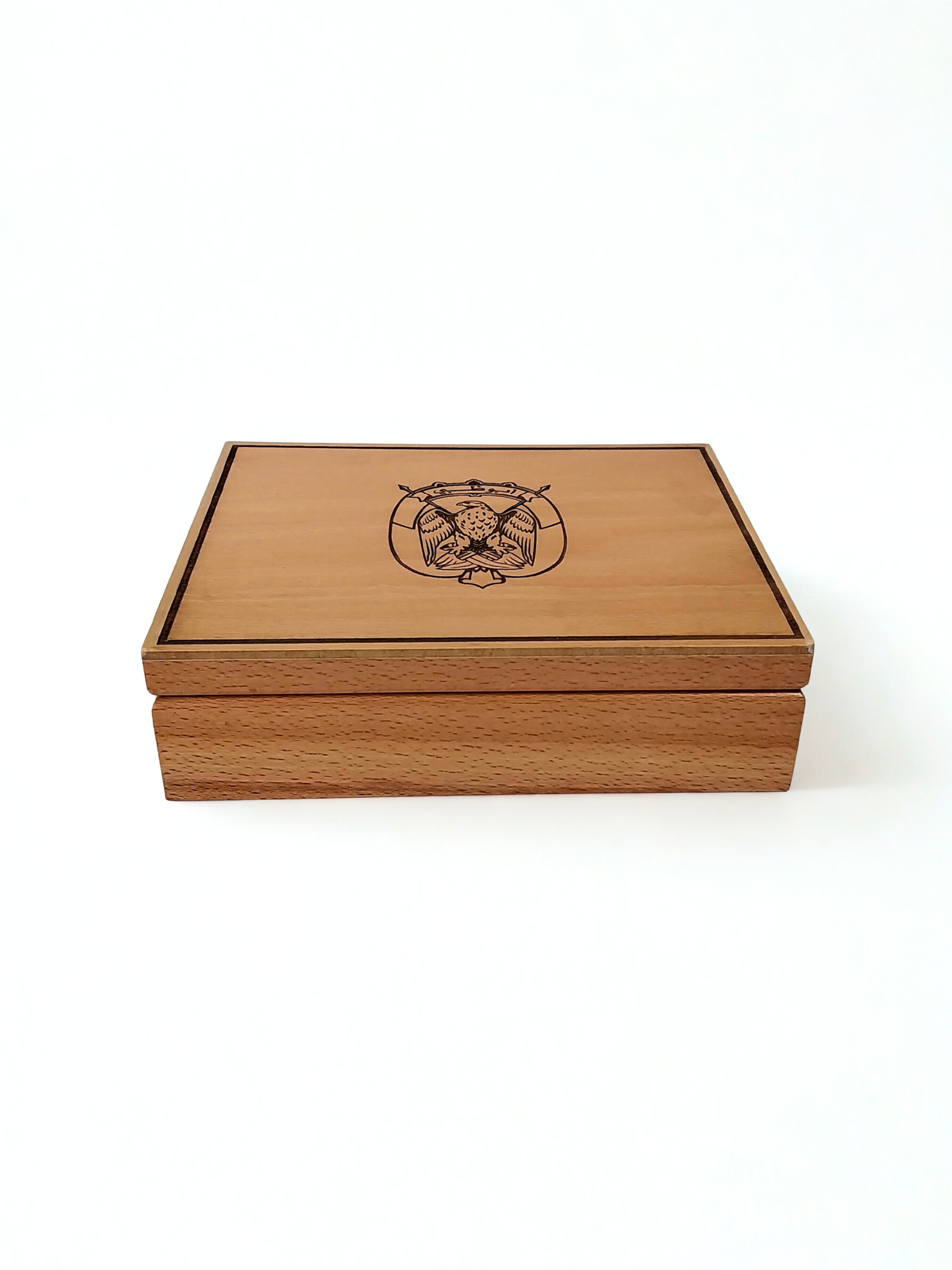 Handmade Rectangle beech wooden box (Abudhabi Emblem)