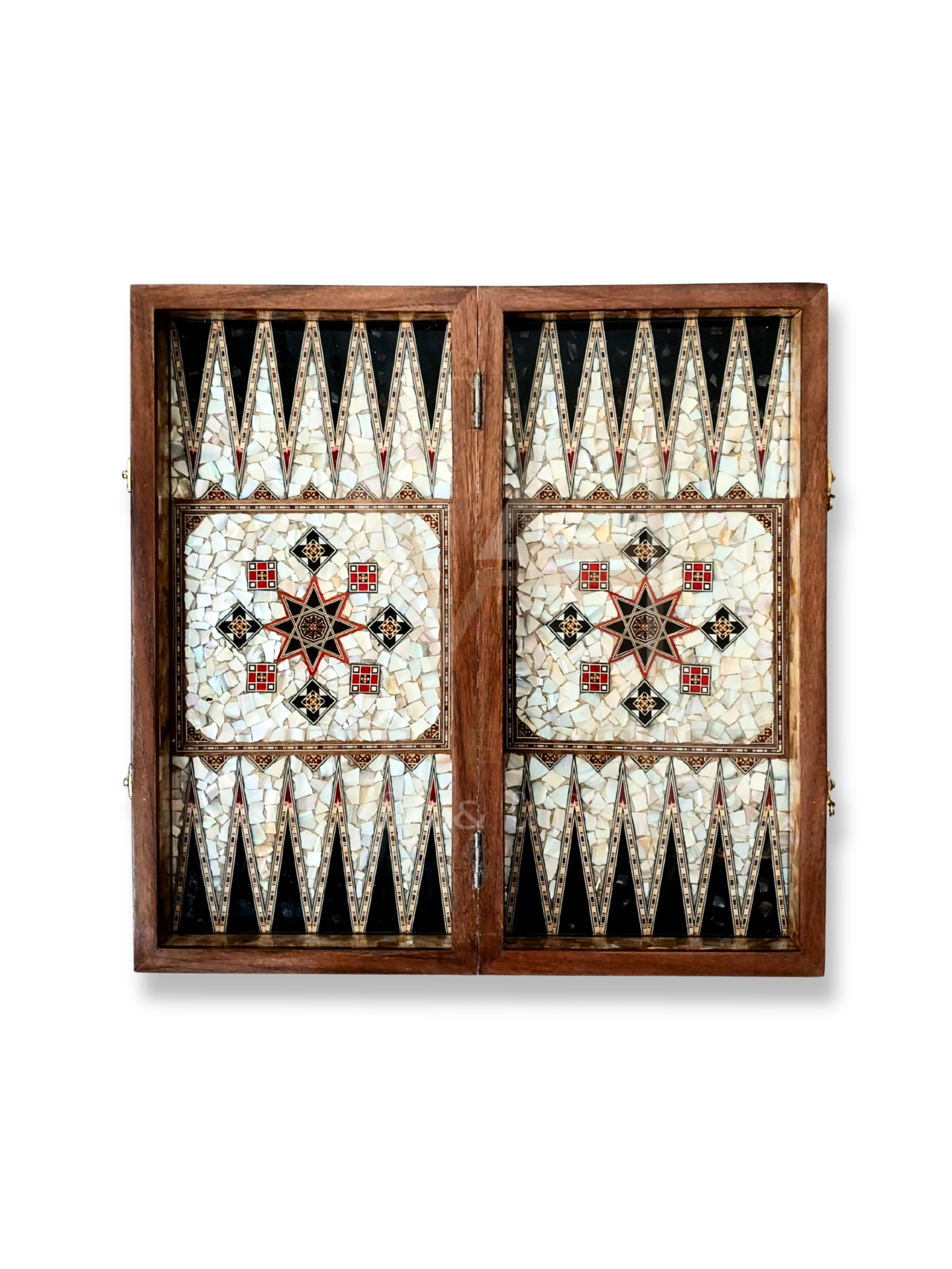The Levantine Heirloom: Elegant stained mother of pearl backgammon - chess board. - Image 3