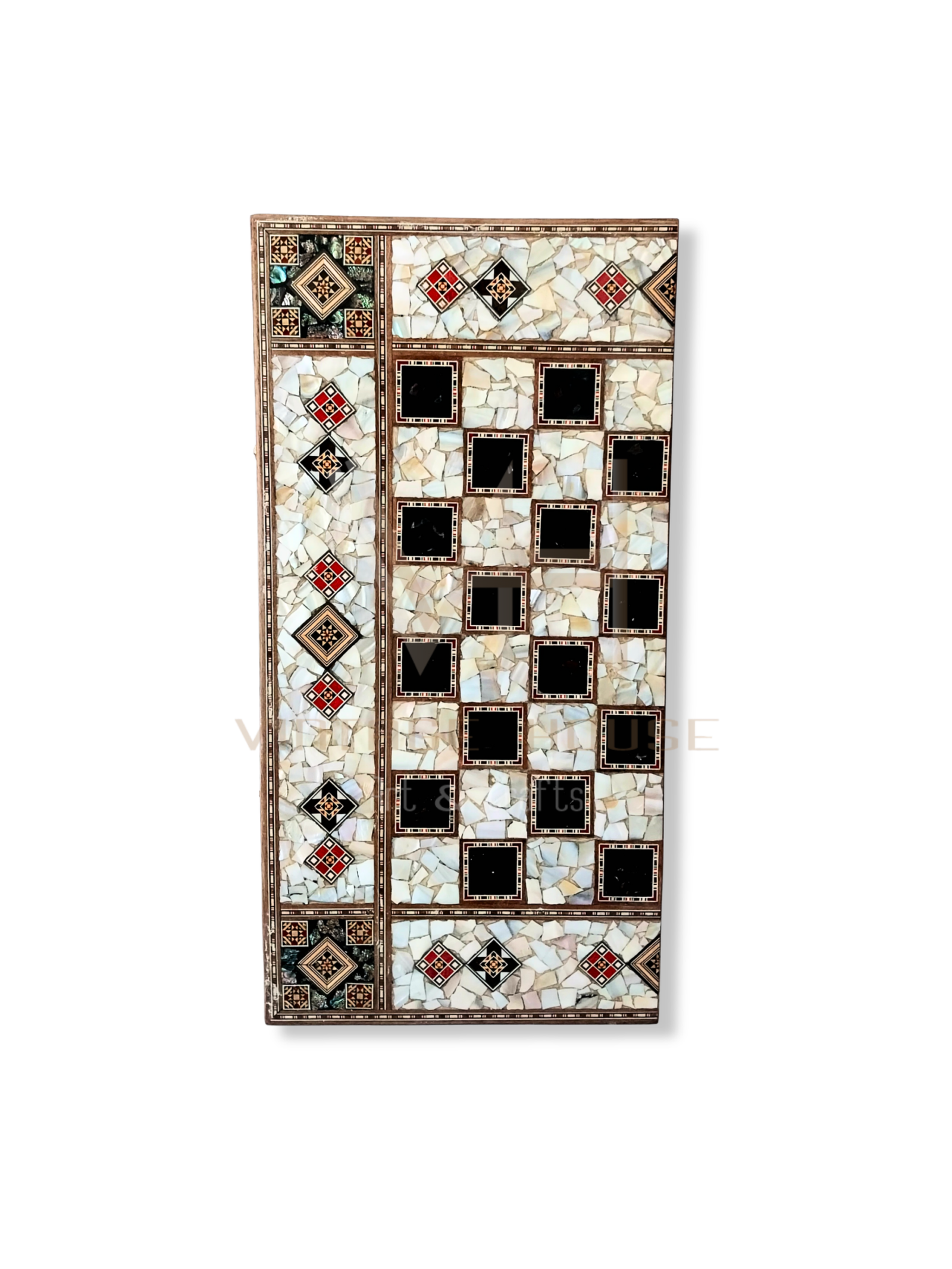 The Levantine Heirloom: Elegant stained mother of pearl backgammon - chess board. - Image 5