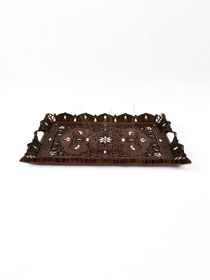 Handcrafted Luxury Beech Wood Tray with Mother of Pearl Inlay