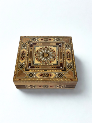 Elegant beech jewelry box with sea mother of pearl