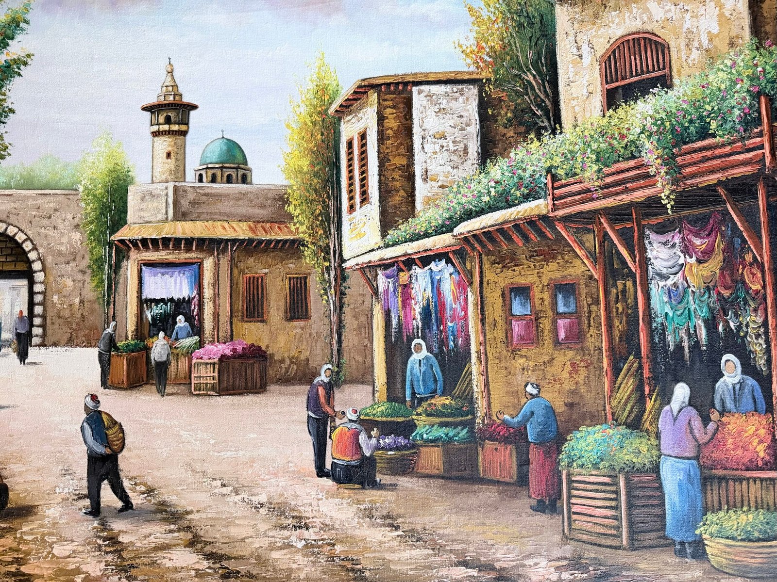 Original Oil Painting on Canvas – Old Damascus Market Scene by Yasser Mansour (2017) - Image 9