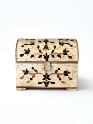 Handcrafted Beech Wood Jewelry Box with Genuine Mother of Pearl Inlay – Floral Design
