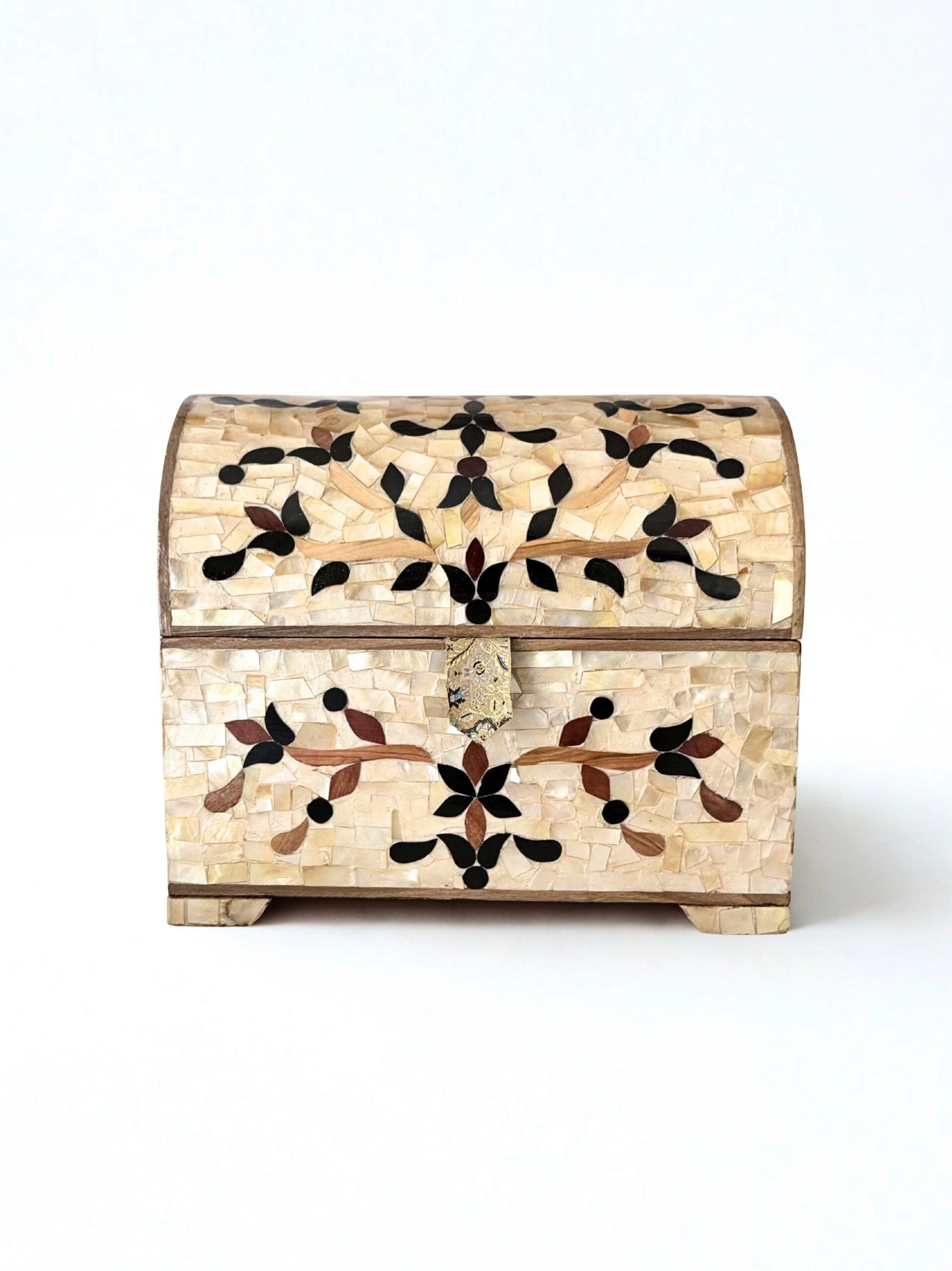 Handcrafted Beech Wood Jewelry Box with Genuine Mother of Pearl Inlay – Floral Design
