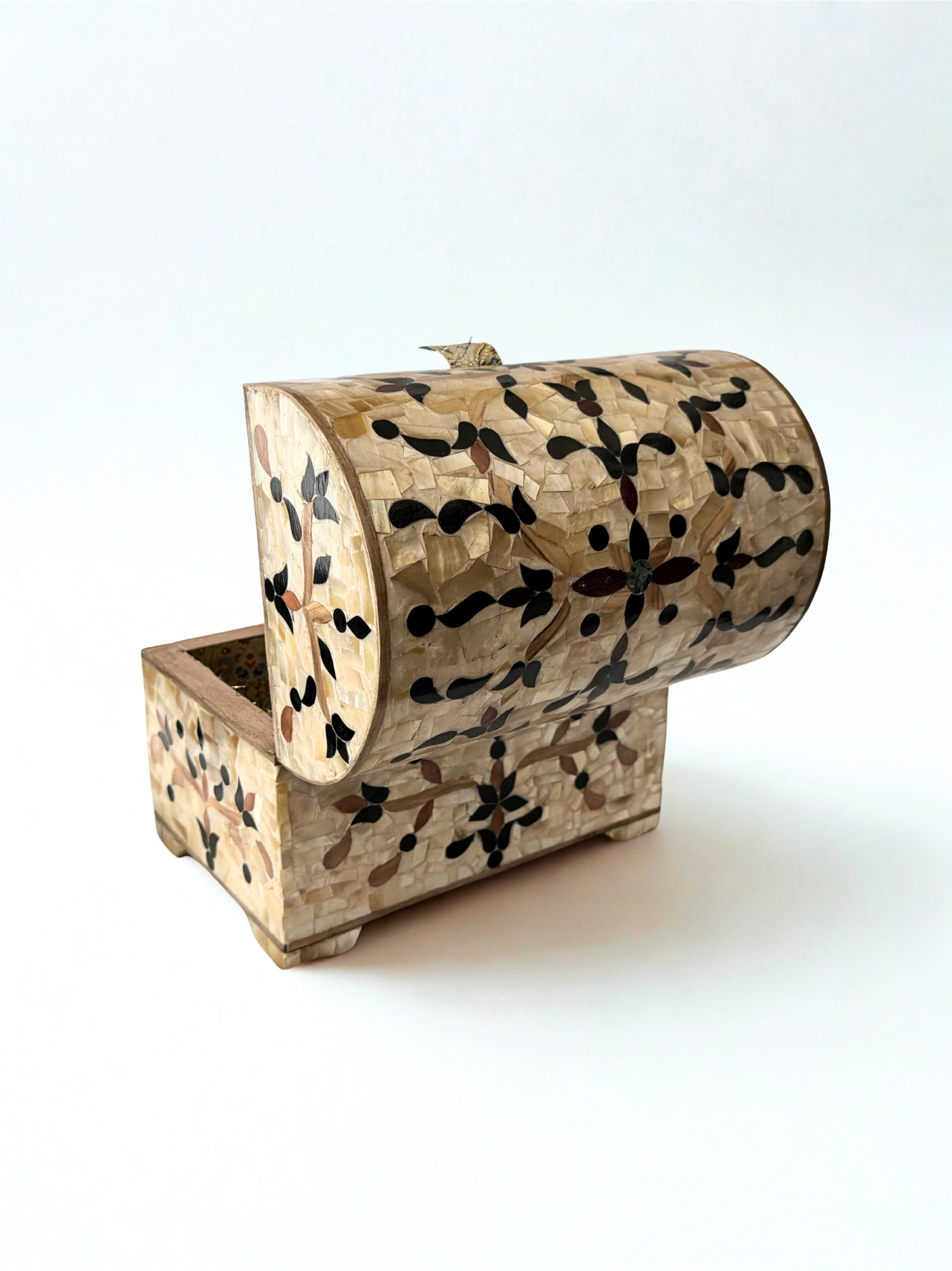 Handcrafted Beech Wood Jewelry Box with Genuine Mother of Pearl Inlay – Floral Design - Image 3