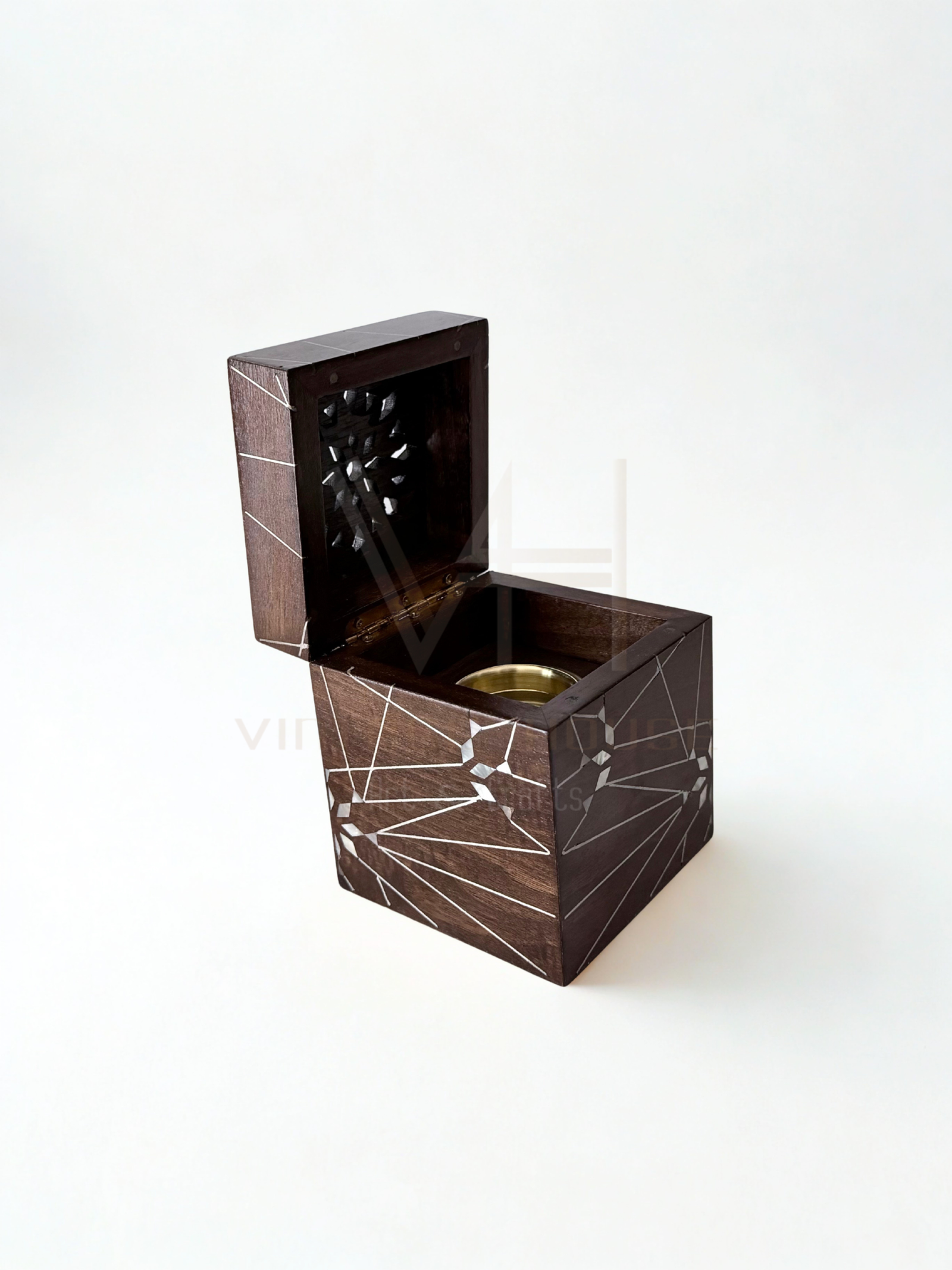 Luxury Handmade walnut incense burner with mother of pearl - Image 4