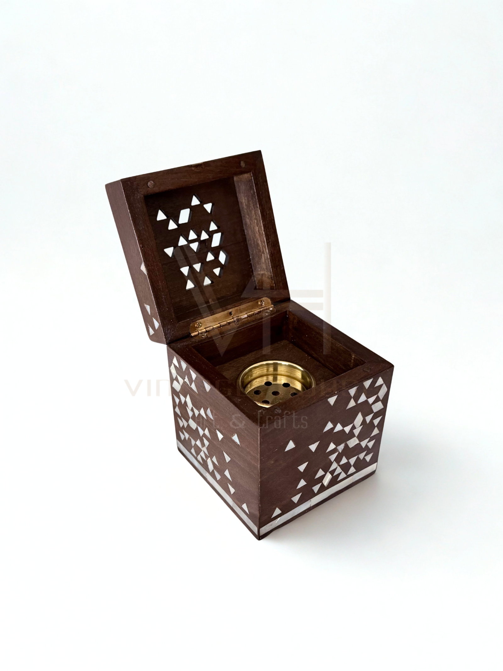 Luxury Handmade Walnut & Mother of Pearl Incense Burner (Mabkhara) - Image 5
