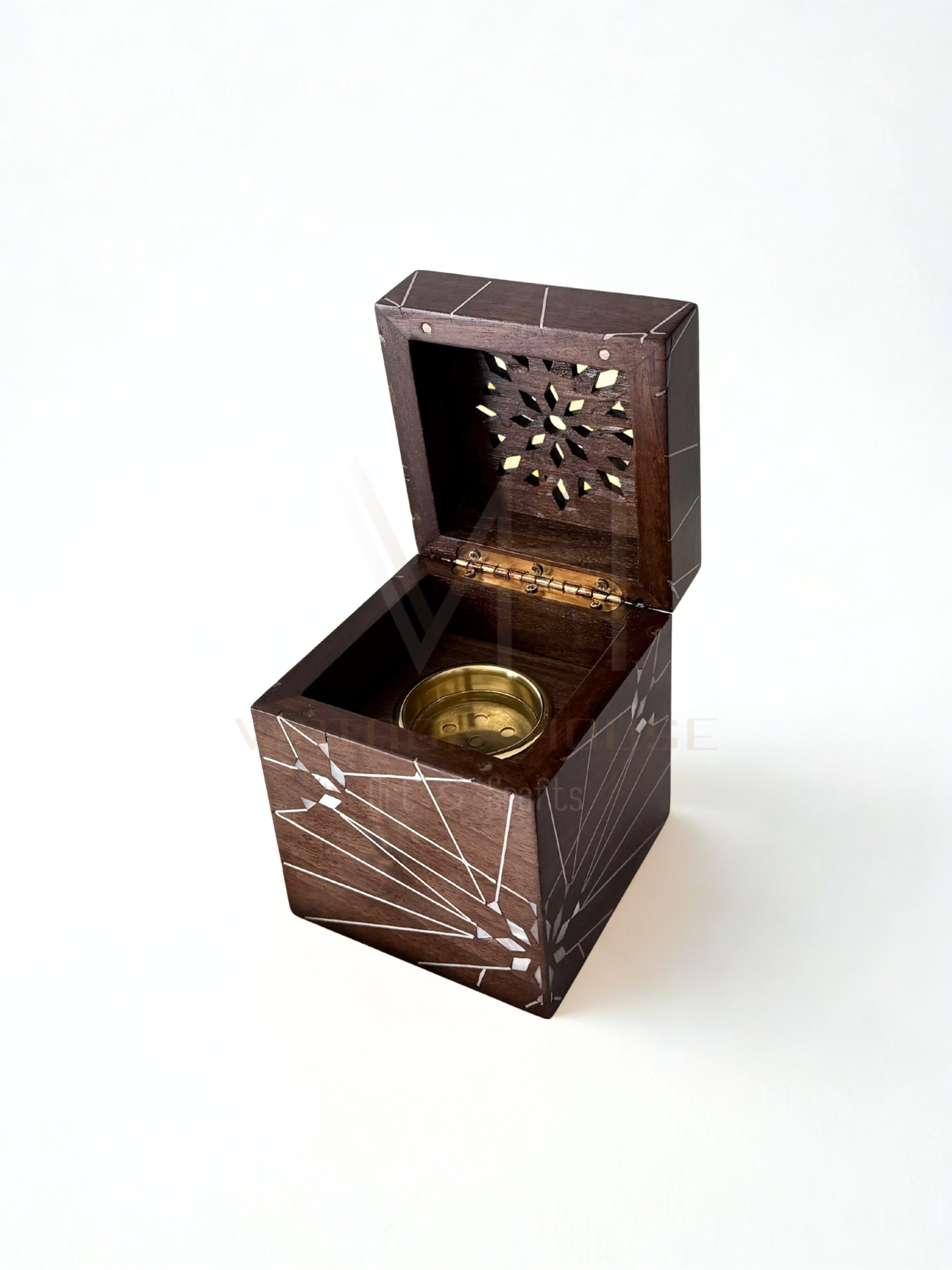 Luxury Handmade walnut incense burner with mother of pearl - Image 7