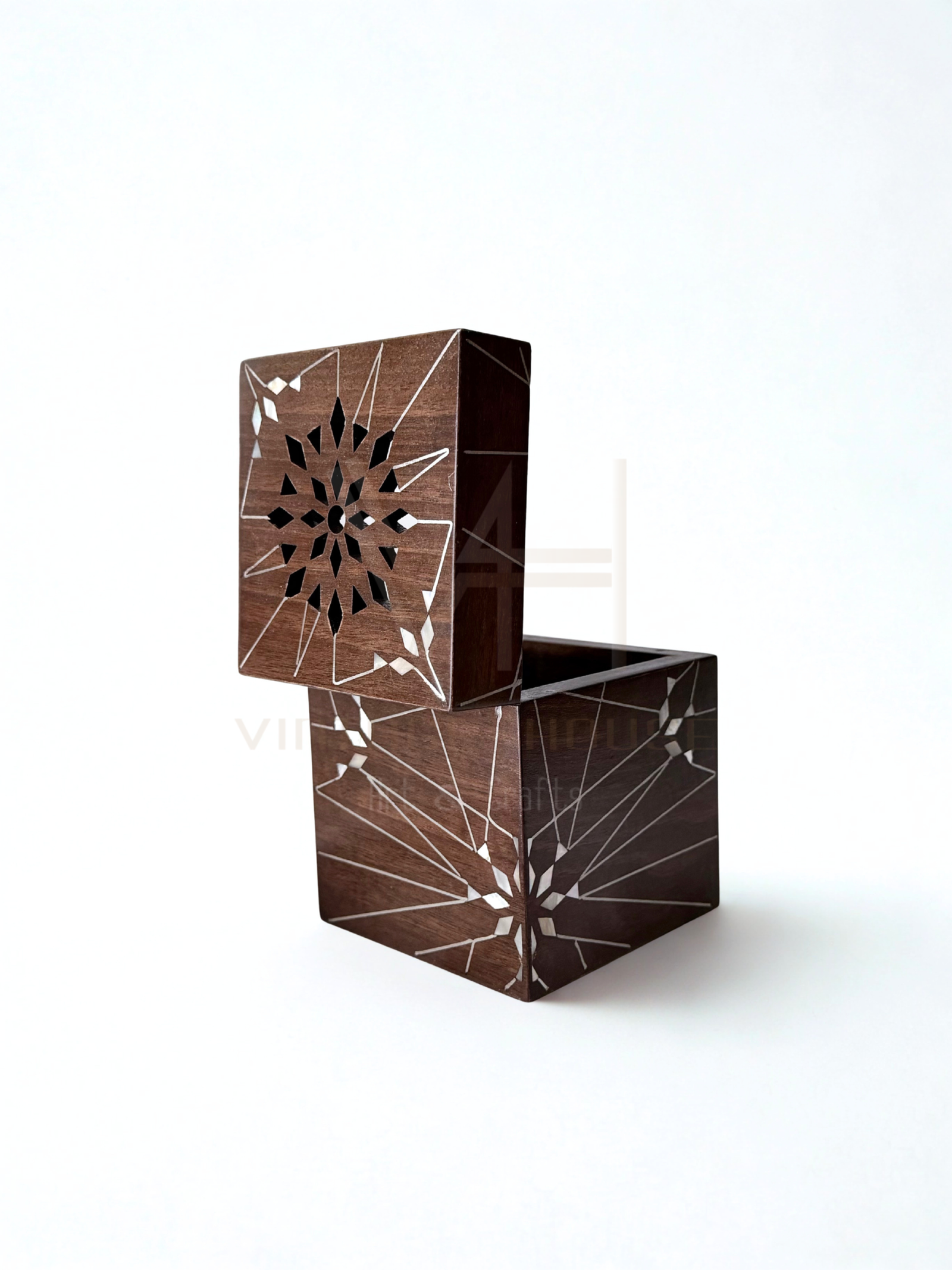 Luxury Handmade walnut incense burner with mother of pearl - Image 6