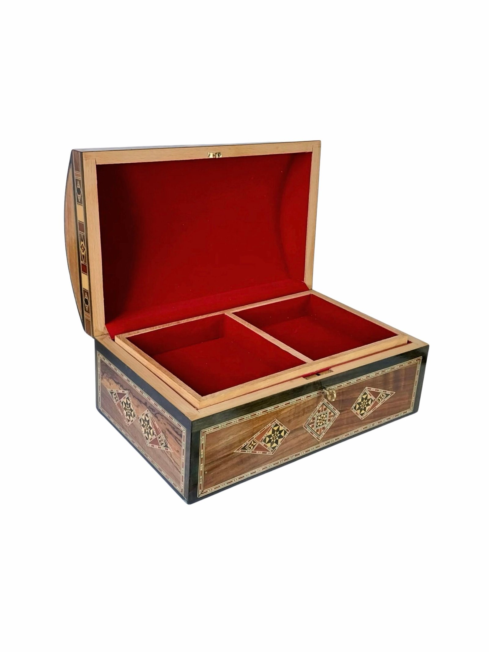 Luxury Handmade Beech Wood Jewelry Box with Mother of Pearl Inlay & Lock - Image 8